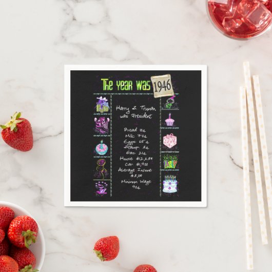 1946 Fun Facts Kaart Napkins Servet (Insitu)