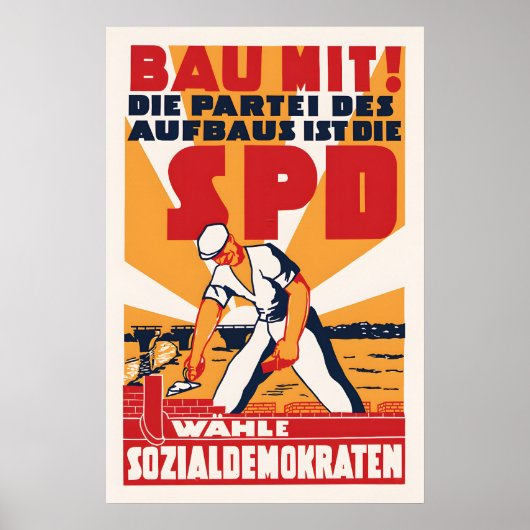 1946 German Election Poster SPD Labour Party Wall (Voorkant)