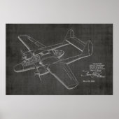 1946 Twinin Airplane Patent Art Drawing Print (Voorkant)