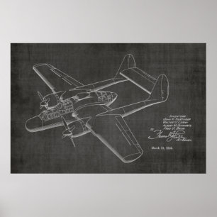 1946 Twinin Airplane Patent Art Drawing Print