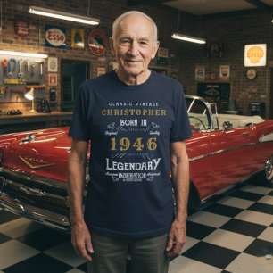 1946 Verjaardag Persoonlijke Legendarische Blauwe T-shirt