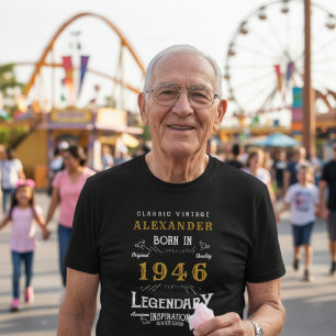 1946 Verjaardag Persoonlijke Legendarische Zwarte T-shirt