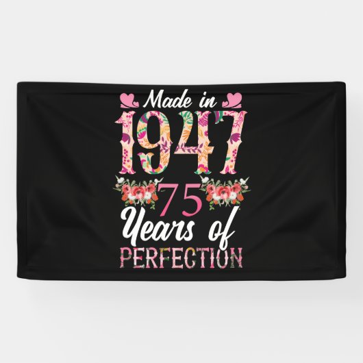 1947 75 jaar oud 75e 75 jaar perfect spandoek (Horizontaal)