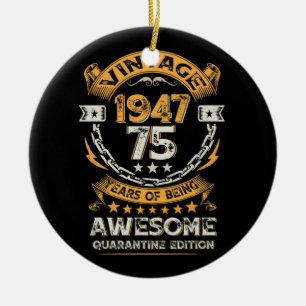  1947 75e verjaardag 75 jaar oud keramisch ornament