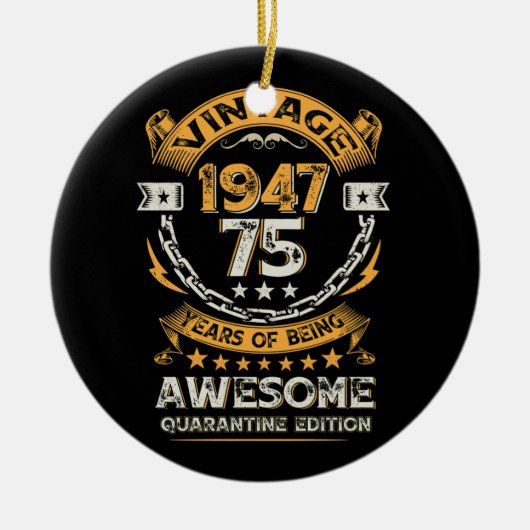  1947 75e verjaardag 75 jaar oud keramisch ornament (Voorkant)