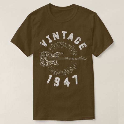  1947 Birthday Limited Edition Guitar Music T-shirt (Design voorkant)