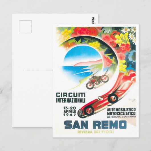 1947 Grote Prijs van San Remo Italië Briefkaart (Voorkant / Achterkant)