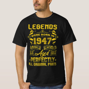 1947 Happy Birthday Gift, leenden werden geboren i T-shirt