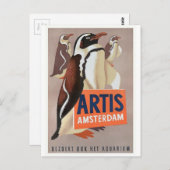 1947 het Poster van de Pinguïnen van Amsterdam van Briefkaart (Voorkant / Achterkant)