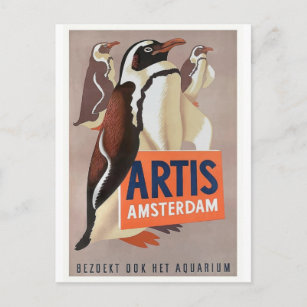 1947 het Poster van de Pinguïnen van Amsterdam van Briefkaart