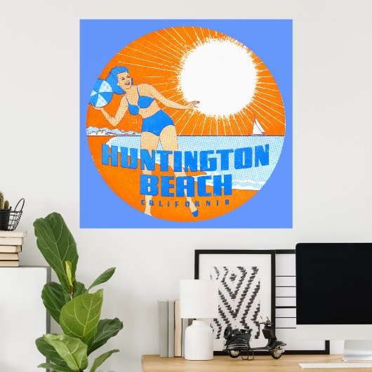 1947 Huntington Beach California Poster (Thuiskantoor)