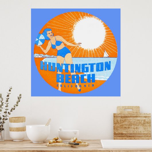 1947 Huntington Beach California Poster (Keuken)