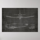 1947 Kunsttekening van Prop Airplane Patent Poster (Voorkant)