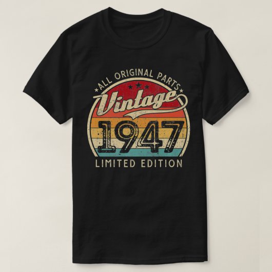  1947 Limited Edition 75 jaar oud 75th Bir T-shirt (Design voorkant)