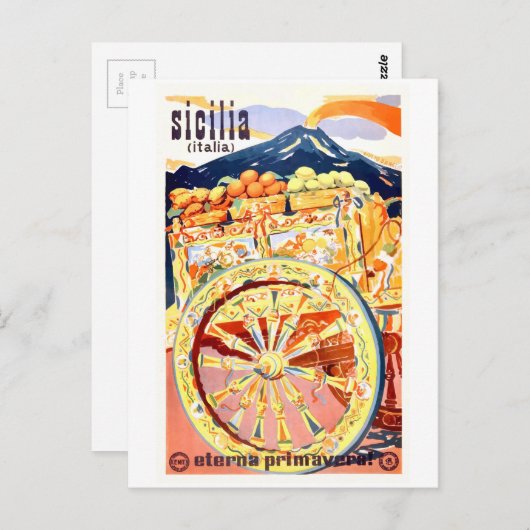 1947 Sicilië - reisposter eternal Spring Briefkaart (Voorkant / Achterkant)