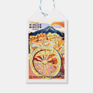 1947 Sicilië - reisposter eternal Spring Cadeaulabel
