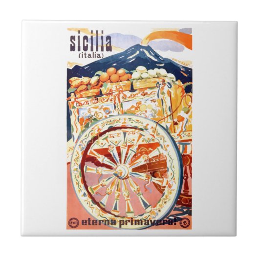1947 Sicilië - reisposter eternal Spring Tegeltje (Voorkant)