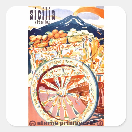 1947 Sicilië - reisposter eternal Spring Vierkante Sticker (Voorkant)