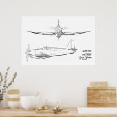 1947 tekenkunst voor vliegtuigpatenten poster (Keuken)