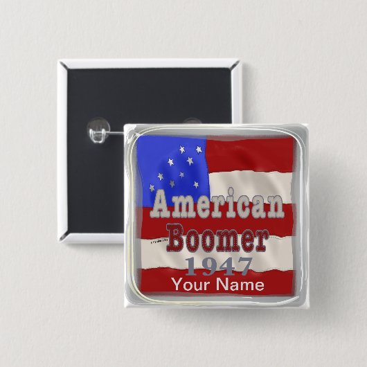1947 Verjaardag Baby Boomer pin knop Vierkante Button 5,1 Cm (Voorkant /achterkant)