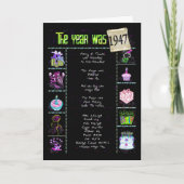 1947 Verjaardag Leuk Trivia Kaart (Voorkant)