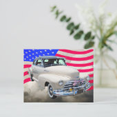 1948 Chevrolet-kapitein en Amerikaanse vlag Briefkaart (Staand voorkant)