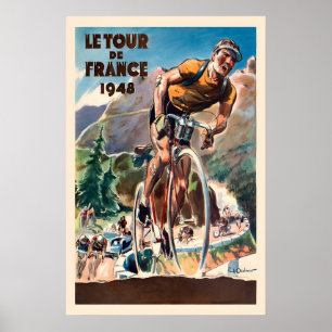 1948 Franse Wielerwedstrijd - Wielerposter Fiets Poster