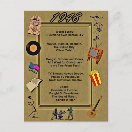 1948 Great Events Birthday Card Briefkaart (Voorkant)