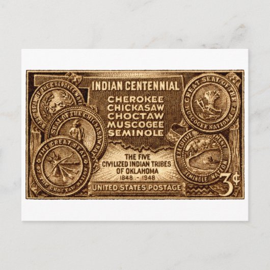 1948 Oklahoma Indische honderdstempelstempel Briefkaart (Voorkant)