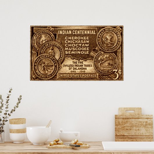 1948 Oklahoma Indische honderdstempelstempel Poster (Keuken)
