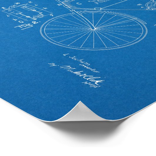 1948  Schwinn Bicycle Patent Blueprint Art Poster (Hoek)