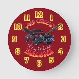 1949 Chevy Styleline Deluxe Clock. Ronde Klok