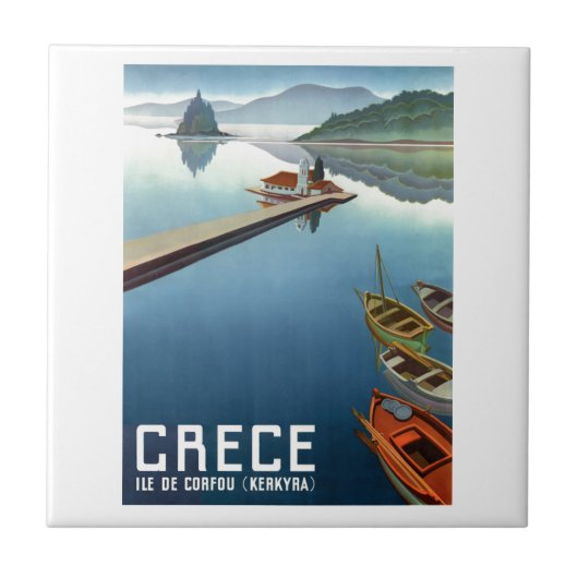 1949 Corfu Greece Travel poster Tegeltje (Voorkant)
