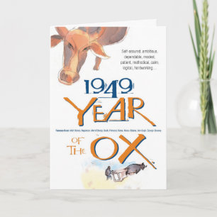 1949 de Chinese Grappige Verjaardag van de Os van Kaart