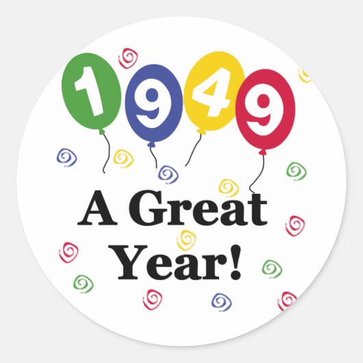 1949: een grote jaardag ronde sticker (Voorkant)