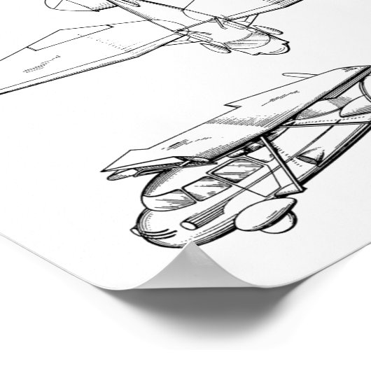 1949 Flying Car Airplane Patent Art Drawing Print (Hoek)