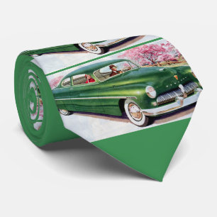1949 groene Mercury sedan print Stropdas