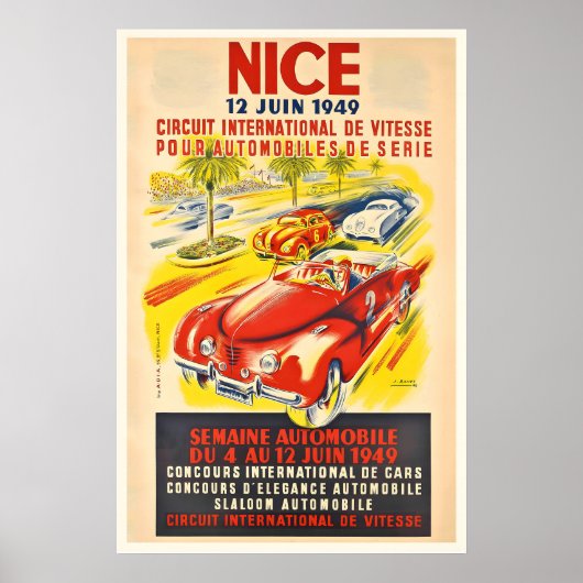 1949 Grote Prijs van Nice Franse Automobiel Circui Poster (Voorkant)