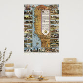 1949 Kaart van Californische missies Poster (Keuken)