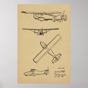 1949 Kunsttekening van het type "Rear Prop"-vliegt Poster