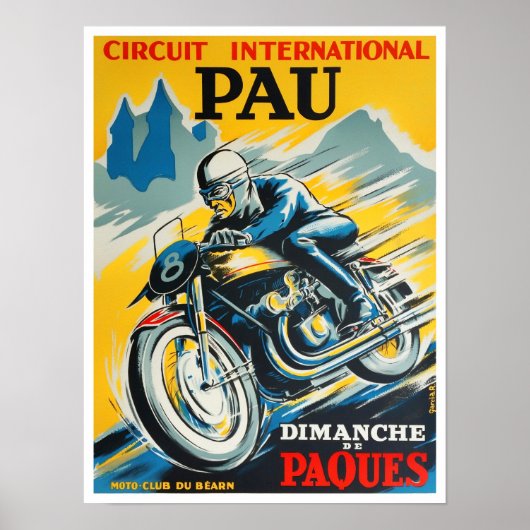 1949  races op het gebied van de motorfiets Pau Poster (Voorkant)