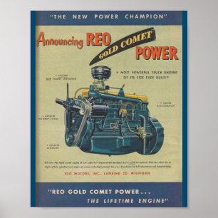 1949 REO Gold Comet Truck Engine MOTOR AD Poster