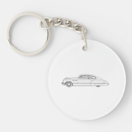 1949 Zwart-wit Buick Dynaflow Acrylic Sleutelhanger (Voorkant)