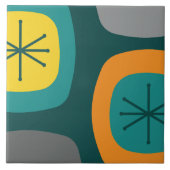 1950 Abstracte kunst Blauwgroen veelkleurig Tegeltje (Voorkant)