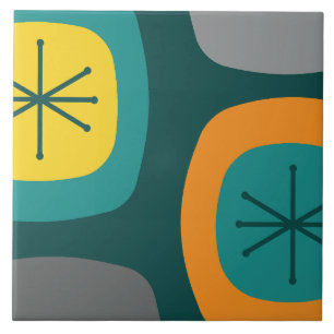 1950 Abstracte kunst Blauwgroen veelkleurig Tegeltje