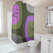 1950 Abstracte kunst Olijfgroen Roze Douchegordijn (In situ)