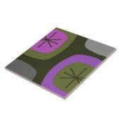 1950 Abstracte kunst Olijfgroen Roze Tegeltje (Zijkant)