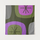 1950 Abstracte kunst Olijfgroen Roze Wandkleed (Voorkant (horizontaal))