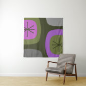 1950 Abstracte kunst Olijfgroen Roze Wandkleed (In situ)