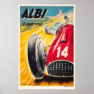 1950 Albi Grand Prix Autorace Vintage Racing Poster